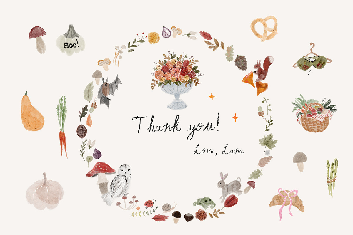 Autumn Whimsy — Hand-Drawn Icons, an Object Graphic by Lana Elanor (Photo 9 of 9)