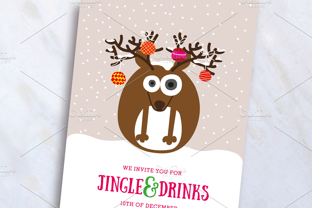 Reindeer Christmas Invite, an Invitation Template by stockhype (Photo 1 of 2)