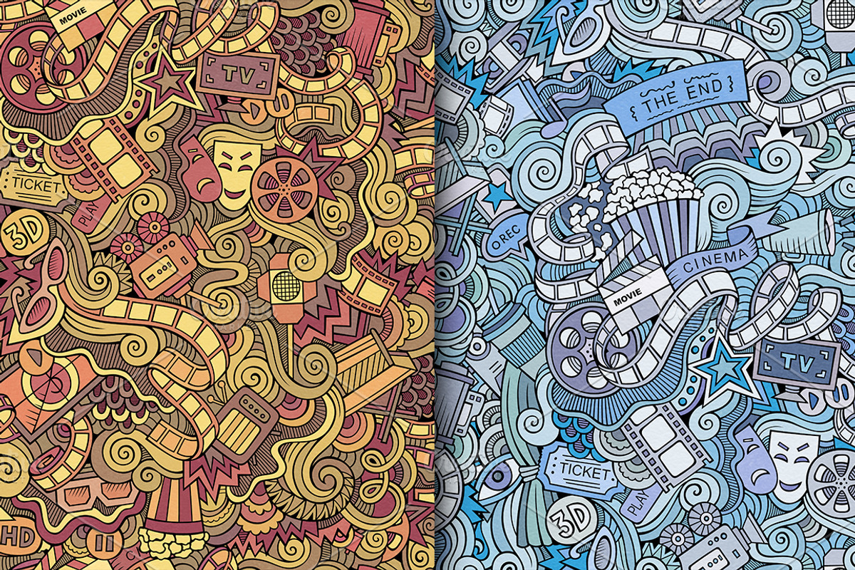 Cinema Seamless Patterns, a Pattern Graphic by BALABOLKA