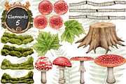 Forest Wonders Watercolor clipart, an Illustration by Happy Sloth Graphics (Thumbnail 7 of 16)