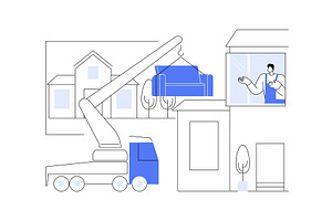 Large object moving isolated cartoon, a Finance Illustration by Visual Generation