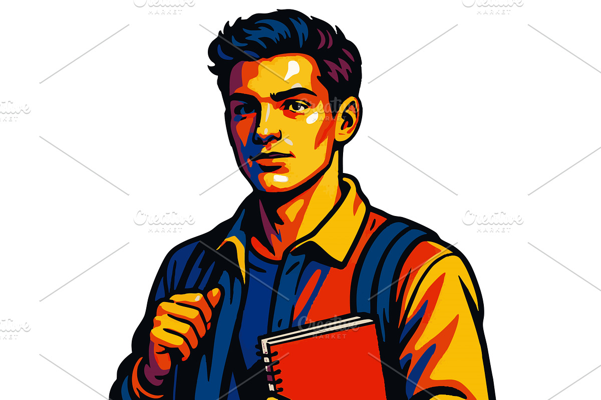 Happy Student Holding Books and, an Education Illustration by AlexArt