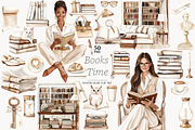 Cozy Reading Nook Clipart, a Person Illustration by GlamArtZhanna (Thumbnail 1 of 8)