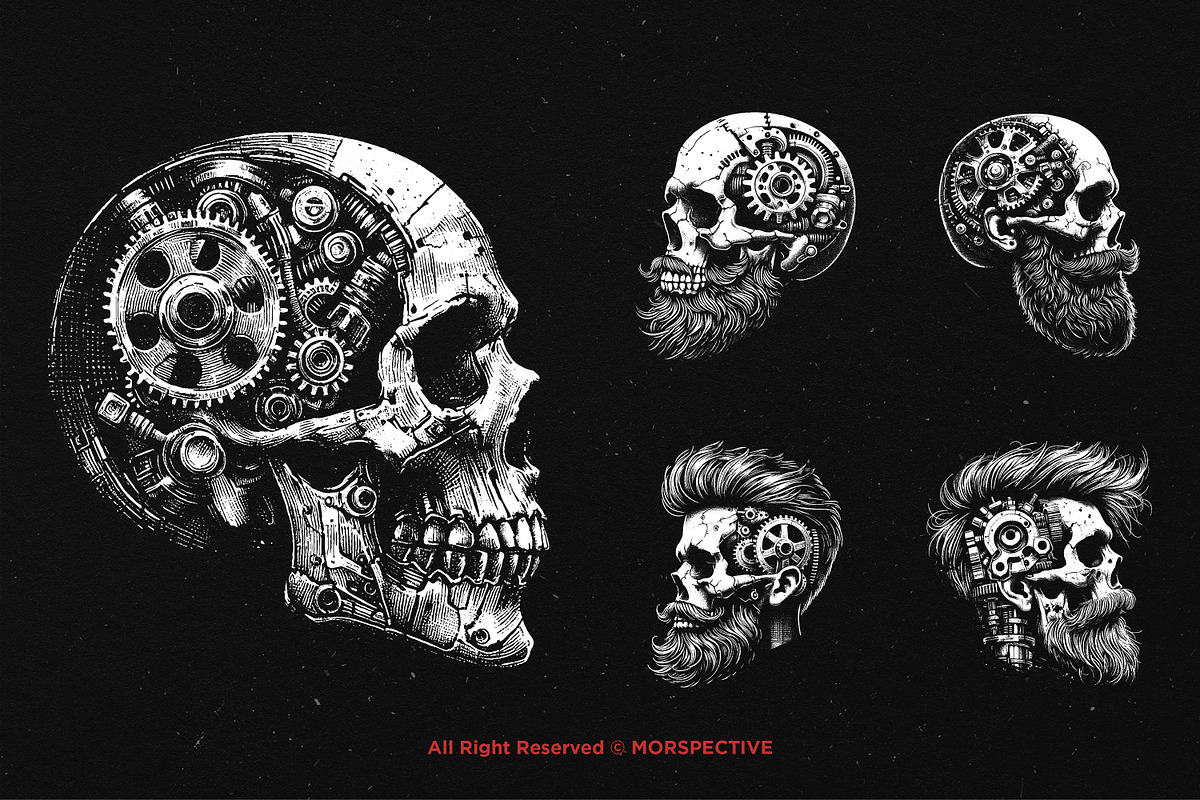 10 Bundle Dark Art Skull Machine, an Illustration by Morspective (Photo 3 of 7)