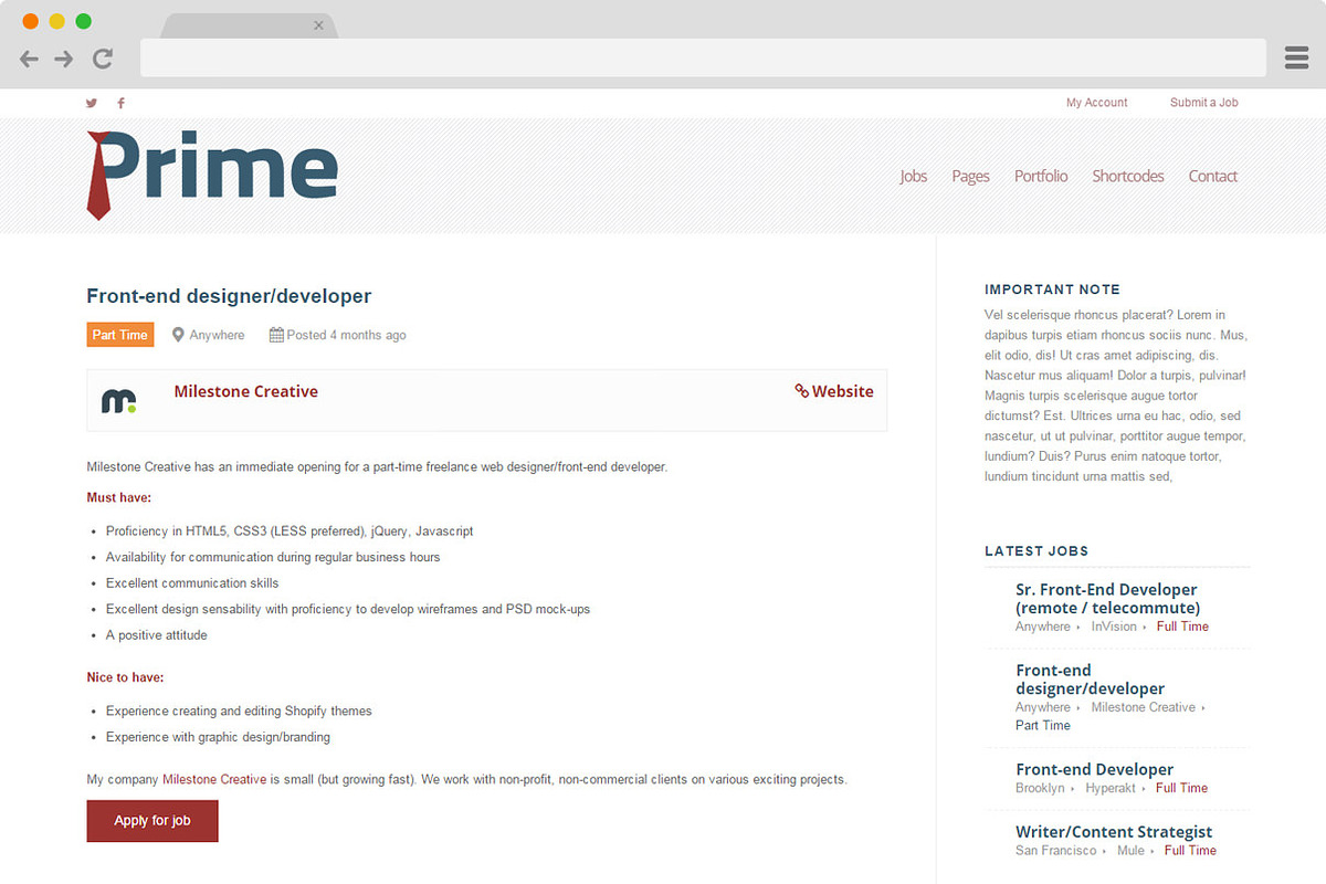 Prime - Job Listings, a WordPress Template by Tiny Giant Studios (Photo 3 of 5)