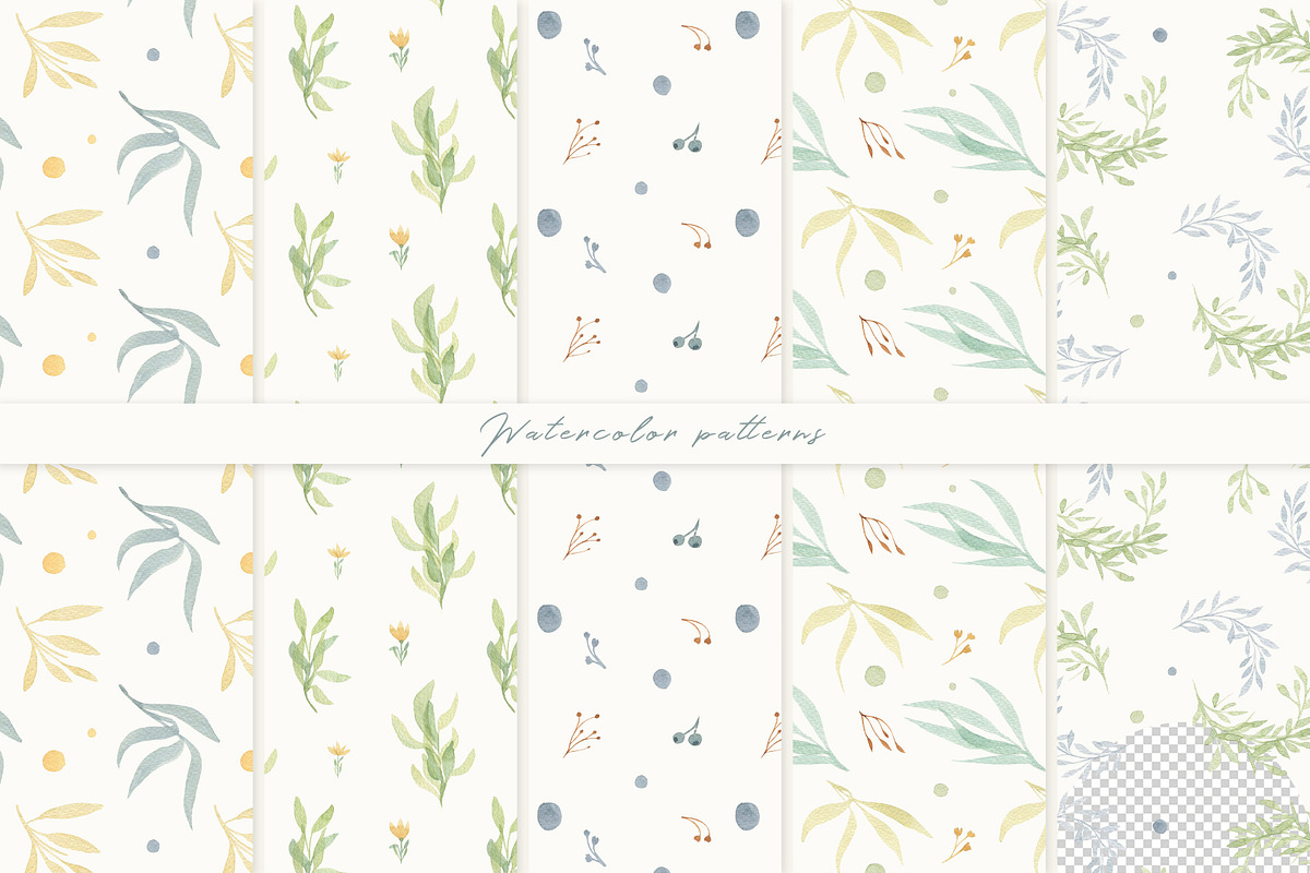 Minimalistic watercolor leaves, an Illustration by Pamyatka Shop (Photo 5 of 7)