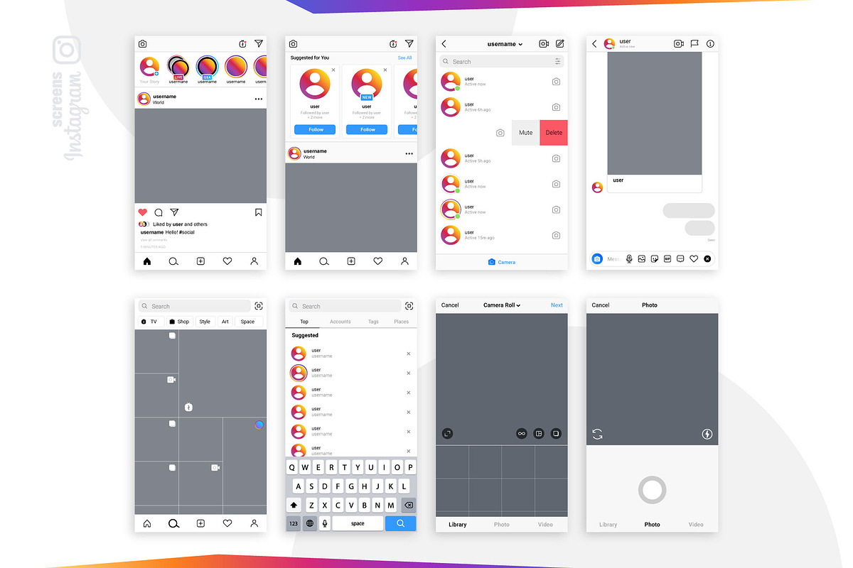 Instagram Screens Templates Bundle, a Social Media Template by karnofff (Photo 4 of 26)