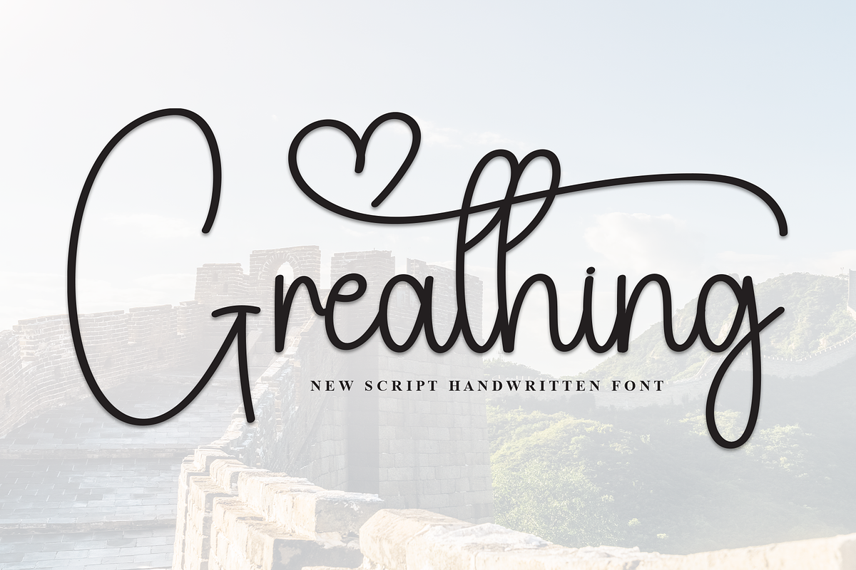 Greathing | Script Font, a Handwritten Font by Scratchones (Photo 1 of 9)