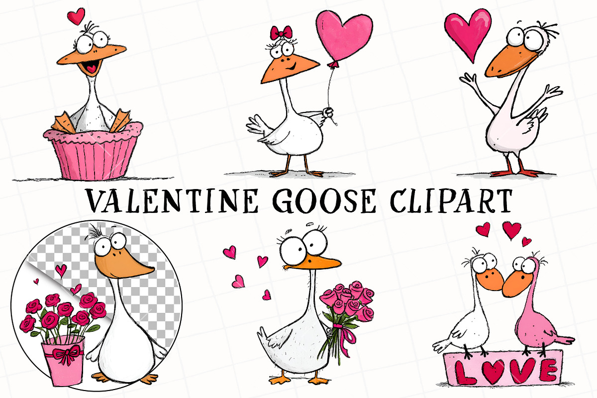 Valentine Goose Clipart, an Illustration by OK Design (Photo 2 of 6)