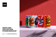 Soda Can Collection Studio Mockup, a Cups & Container Mockup by creatsy5 (Thumbnail 1 of 5)