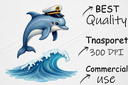 Watercolor Cute Sailor Animal Clipar, an Illustration by CrexoraLab (Thumbnail 4 of 4)