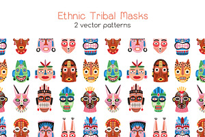 Ethnic tribal masks seamless pattern, a Pattern Graphic by Good Studio