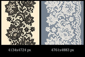 Lace Seamless Pattern, Corner, Card.