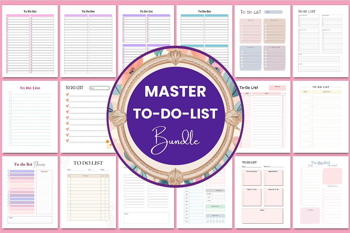 Master To-Do- List Pack For Canva, a Stationery Template by Shumaya