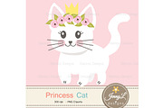 Princess Cat Digital Paper Clipart, a Pattern Graphic by JennyL Designs (Thumbnail 3 of 7)