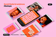 Social Media Smartphone Mockup Set, an iPhone Mockup by Mego-studio (Thumbnail 1 of 6)
