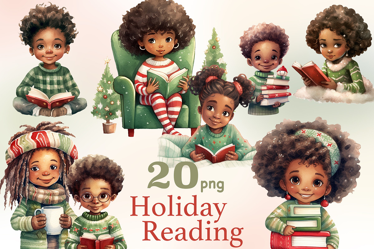 Christmas Cute Black Doll Clipart, a Person Illustration by GlamArtZhanna (Photo 1 of 5)