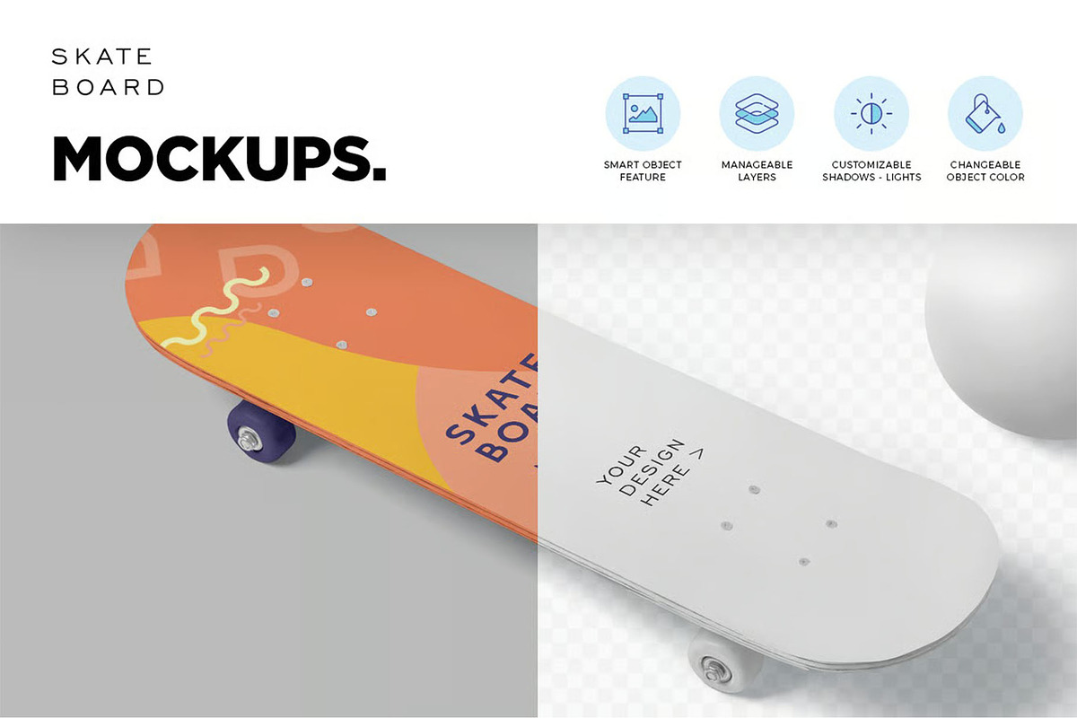 Skateboard Mockups, an Advertising Mockup by megostudi0 (Photo 5 of 7)