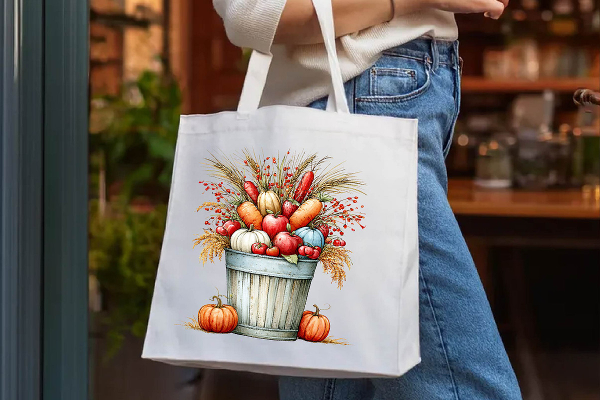 Harvest Bucket Watercolor Clipart, a Seasonal Illustration by fashionaddict (Photo 6 of 7)