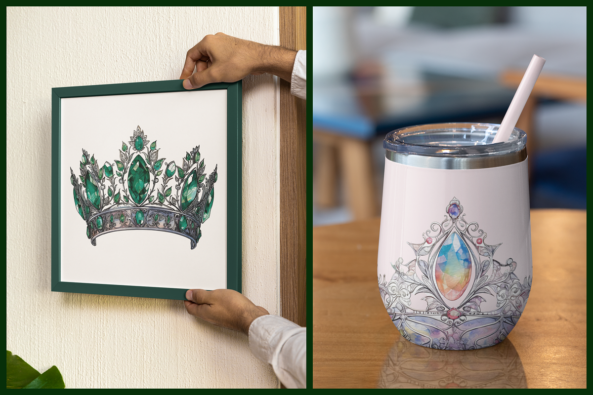 Watercolor Birthstone Crown Clipart, an Illustration by NadiaTheronArt (Photo 4 of 5)