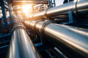 Industrial pipeline system in sunlig, a Photo by Dvoevnore photos