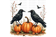 Crow and Pumpkin Scenes, an Animal Illustration by Bloom Craft Creations (Thumbnail 4 of 12)
