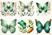 Green Gold Butterflies Clipart, an Illustration by DreamCafeArt (Thumbnail 2 of 6)