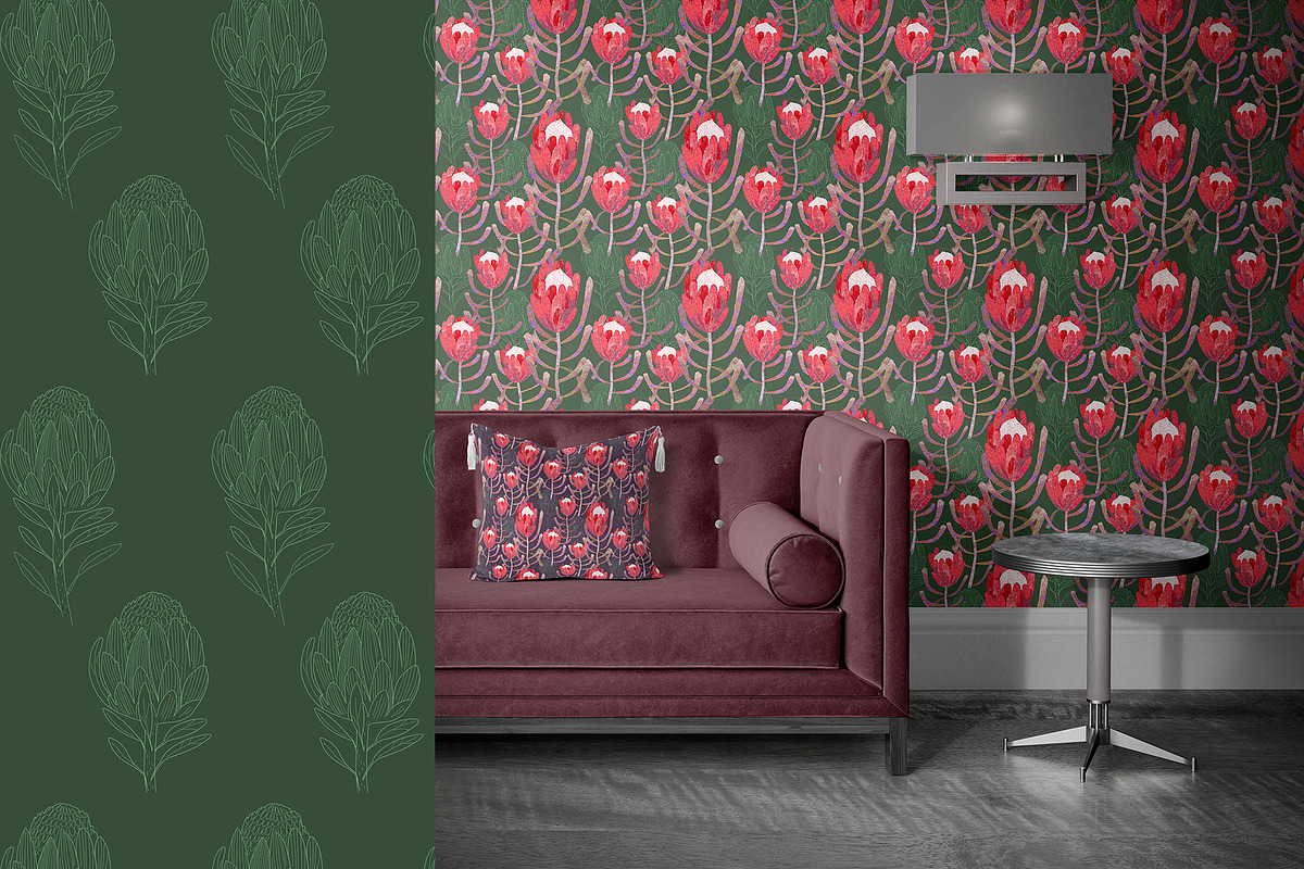 Protea Tropical Pattern, a Pattern Graphic by watercolor kamill (Photo 5 of 12)