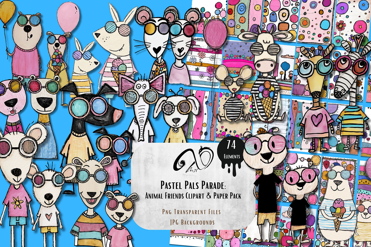 Pastel Pals Parade, an Animal Illustration by NiiiNArt (Photo 1 of 6)