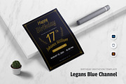 Legans Blue Birthday Invitation, an Invitation Template by Fannan Studio (Thumbnail 1 of 3)