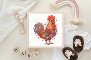 Western Floral Chicken Valentine PNG, an Illustration by CraftArtStudio (Thumbnail 4 of 4)