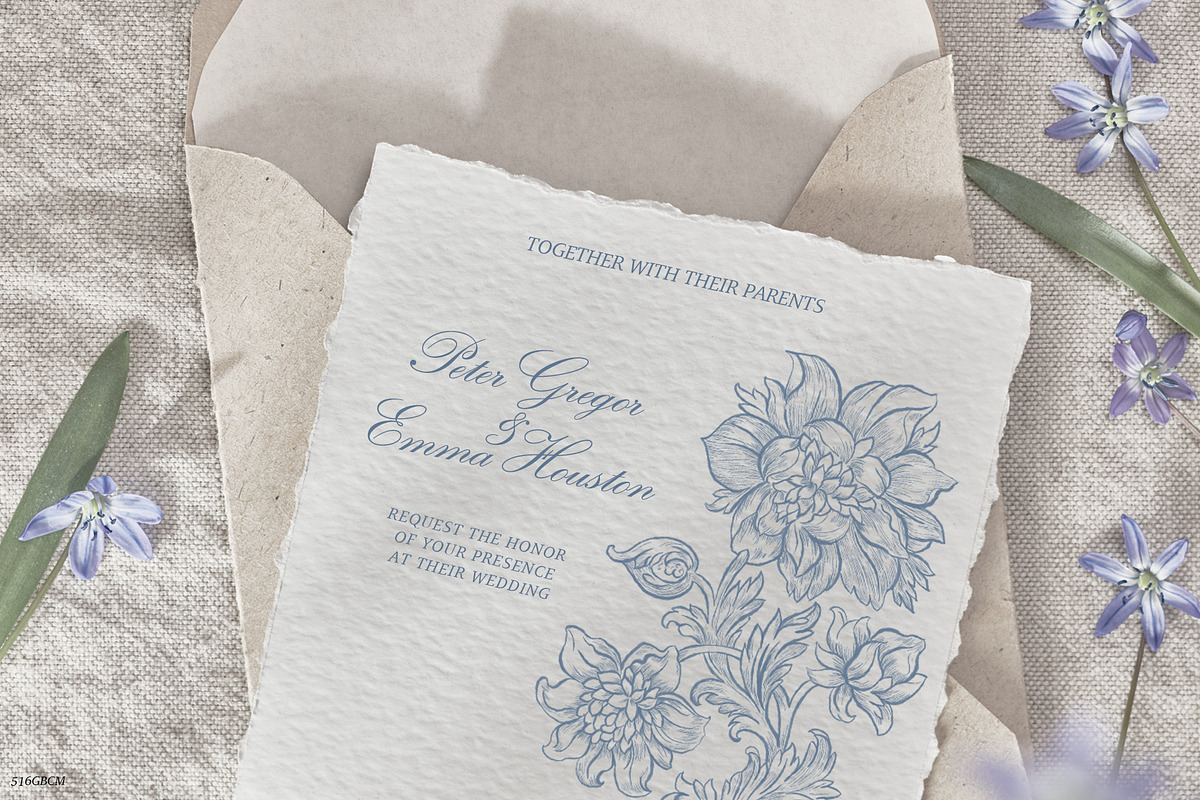 Baroque blue flowers, chinoiserie, a Decorative Illustration by GrafikBoutique (Photo 2 of 8)