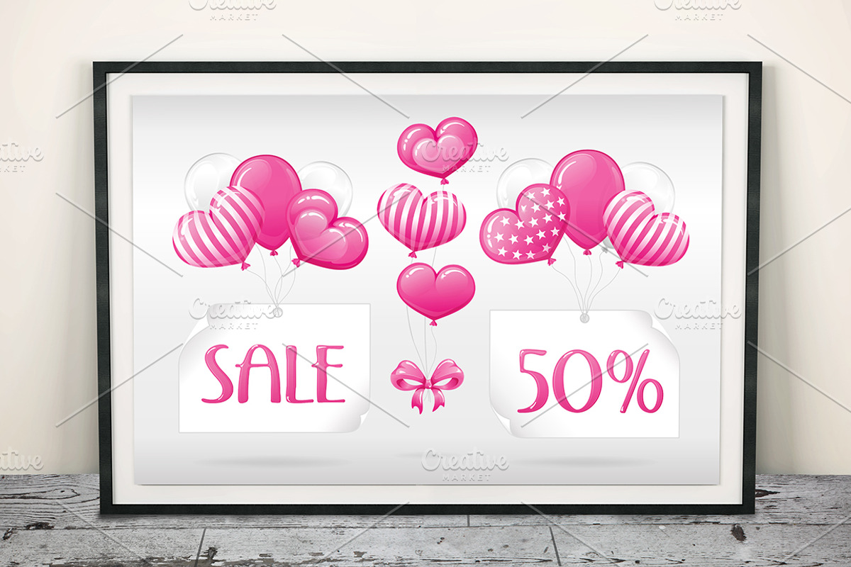 SET / 5 / SALE for Valentine's day, an Invitation Template by Nadin_Lebedeva (Photo 2 of 5)