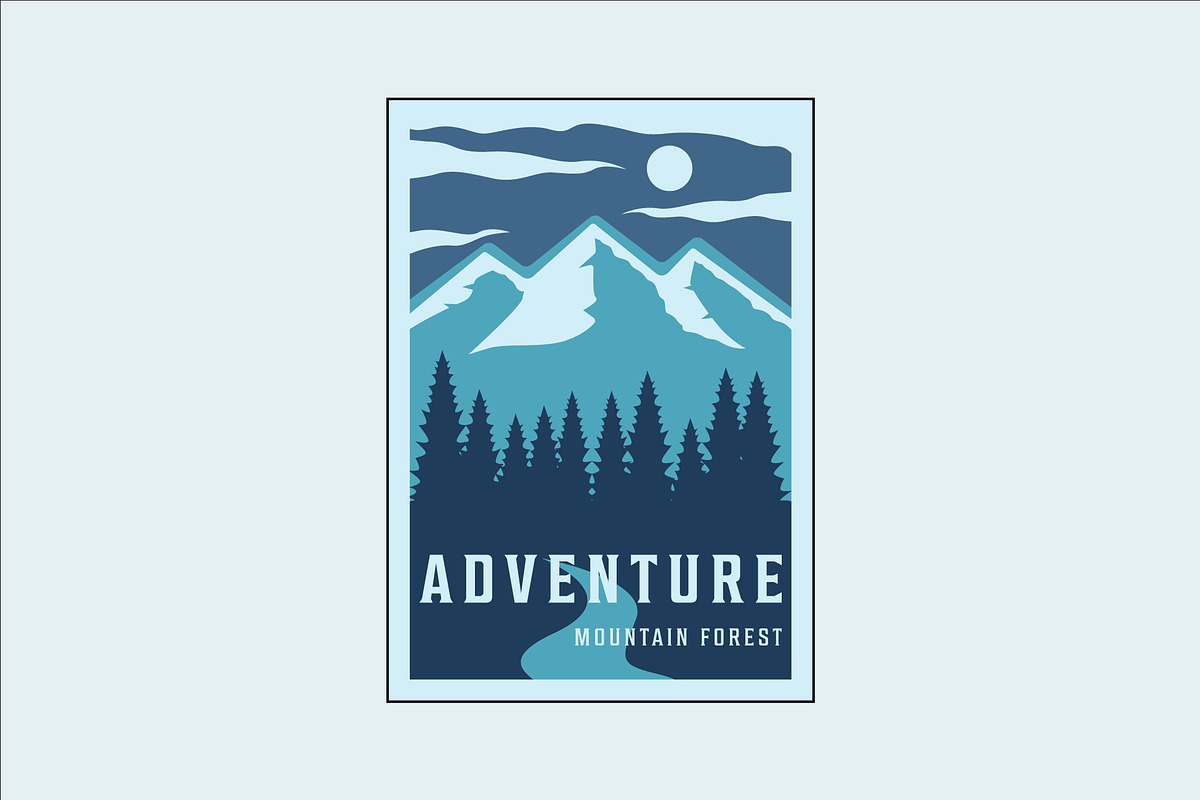 mountain and pines vintage design, a Poster Template by zyxroun shop