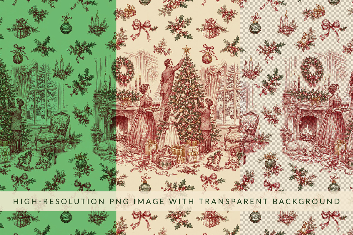 Christmas Tree Decorating Toile Pack, a Pattern Graphic by Olya Creative (Photo 4 of 7)