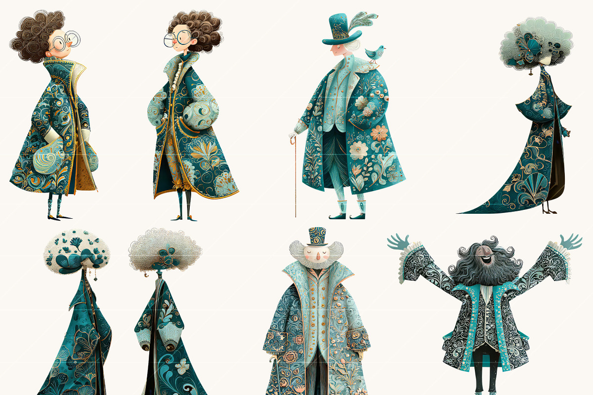 Quirky Baroque Character Clipart, a Person Illustration by BusyDaydesign (Photo 3 of 9)