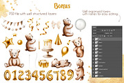 Teddy Bear's birthday watercolor art, an Animal Illustration by Navenzeles (Thumbnail 10 of 11)
