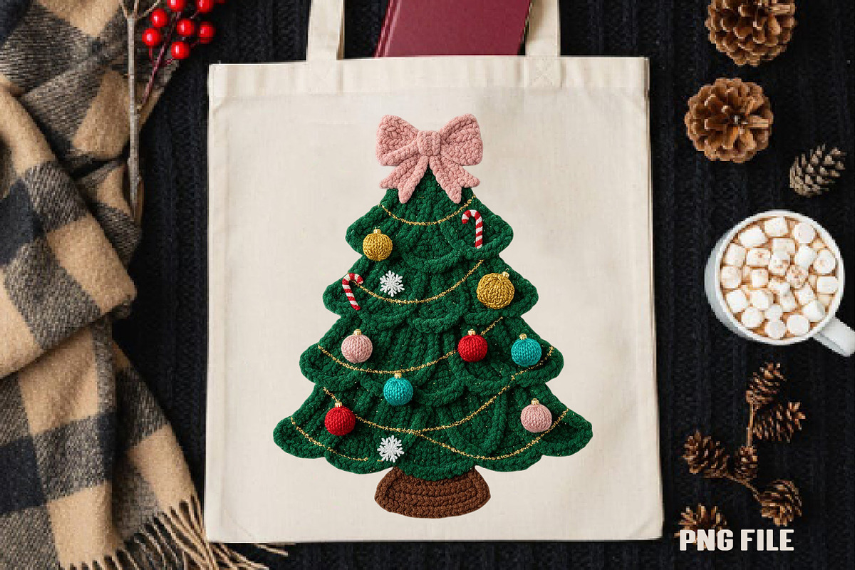 Coquette Faux Yarn Christmas Tree, an Illustration by DreamCafeArt (Photo 3 of 4)