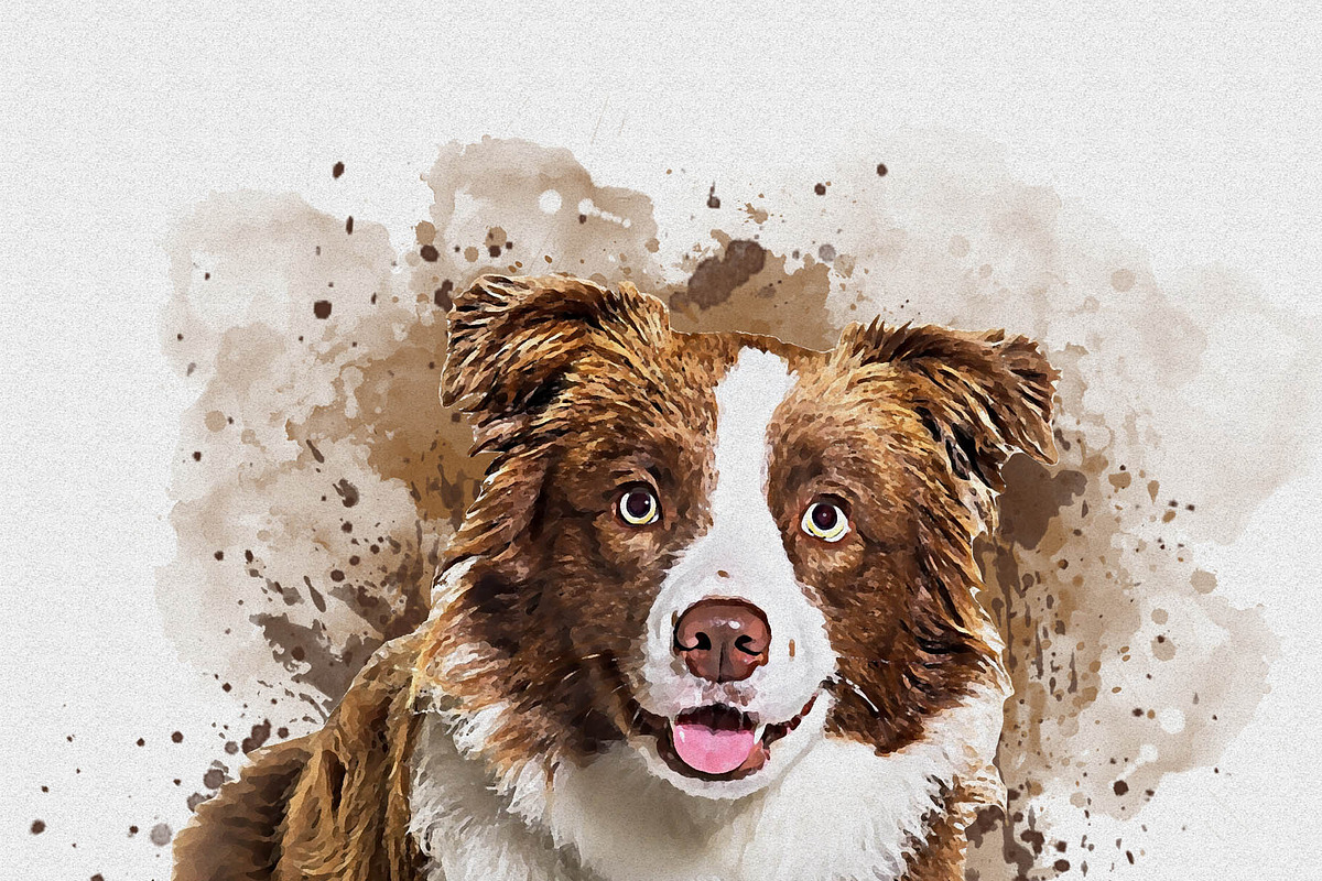Dog Watercolor Painting Bundle, an Action Add-On by Photoshop Action (Photo 2 of 14)