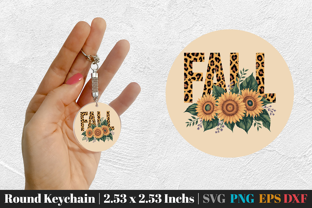 Fall Round Keychain SVG PNG Bundle, an Illustration by Actual Pixel (Photo 8 of 20)