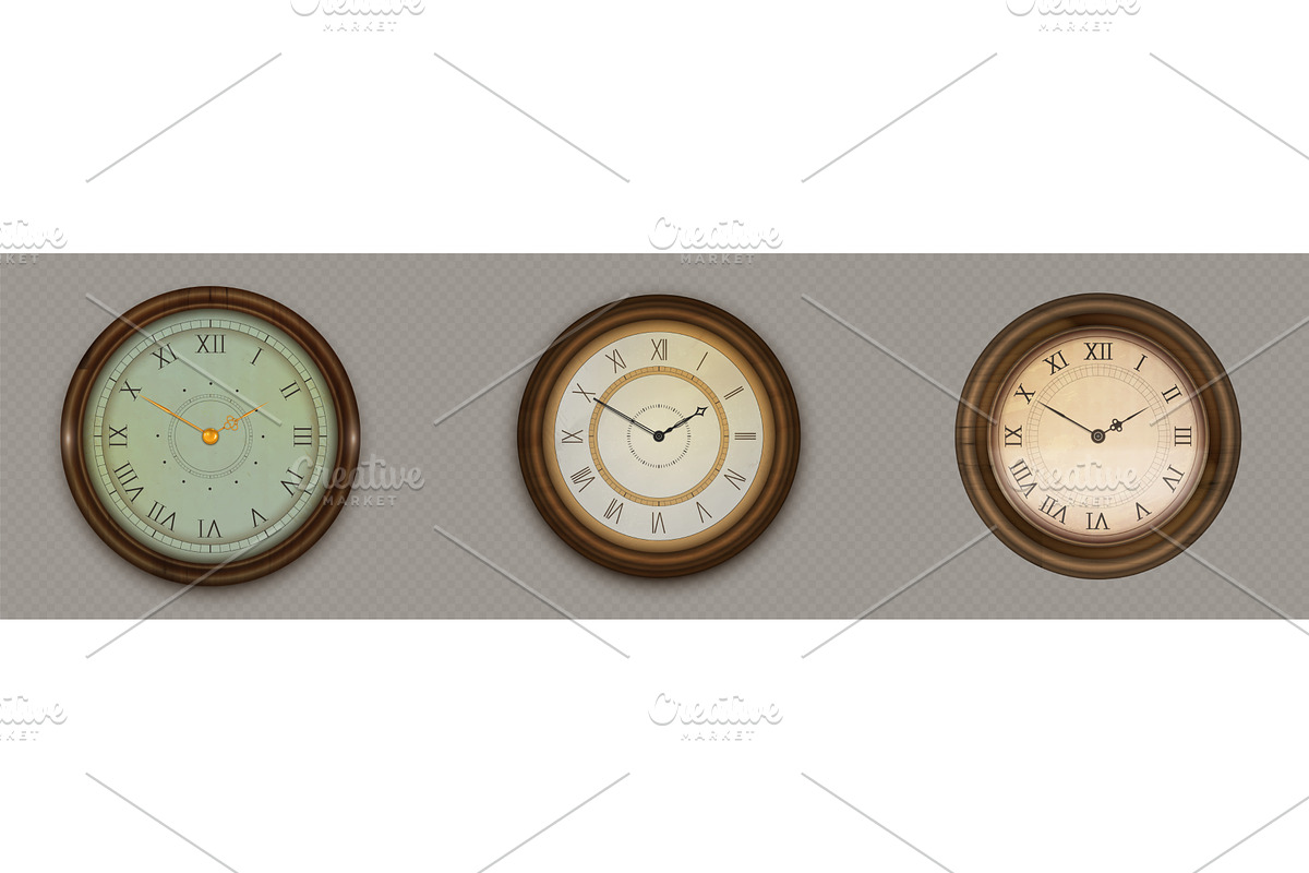 Vintage clocks set with roman, an Object Illustration by art PVP - market