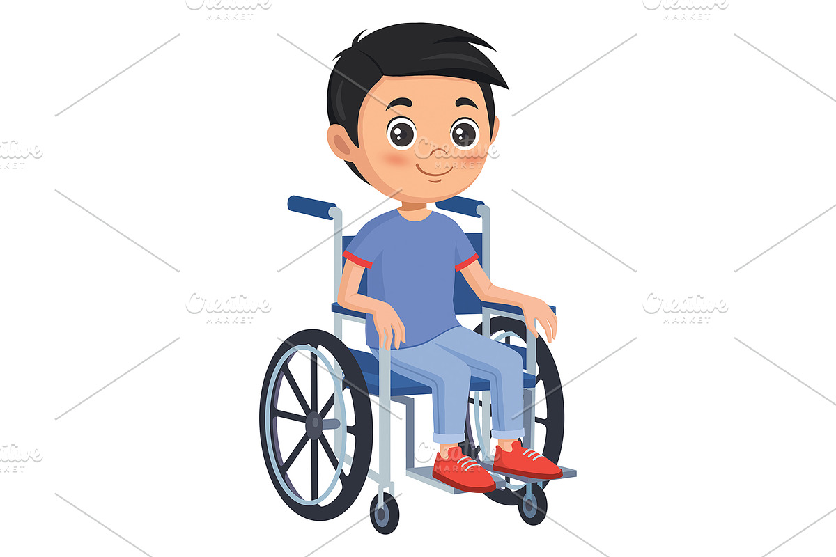 Boy with disability on wheelchair, a Person Illustration by Elen_Art