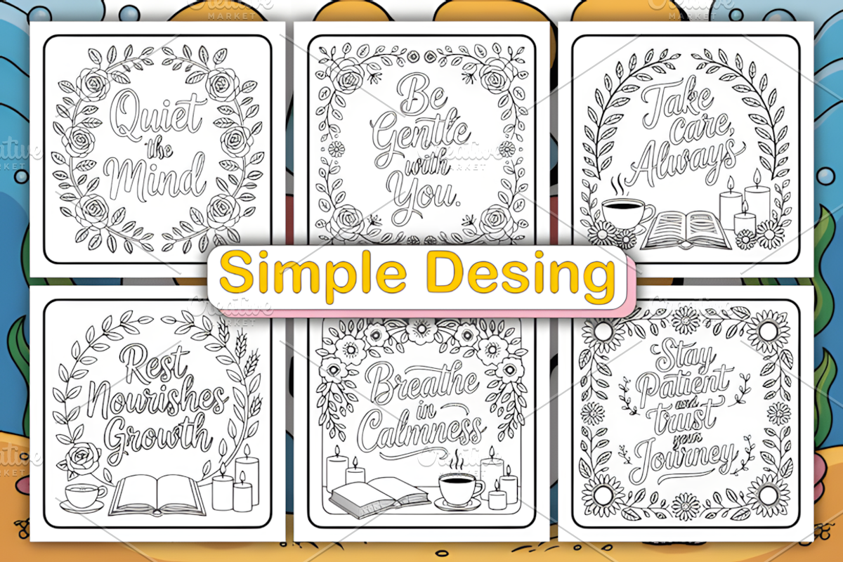 Self Care Quotes Coloring Book, a Decorative Illustration by Design Station (Photo 3 of 4)