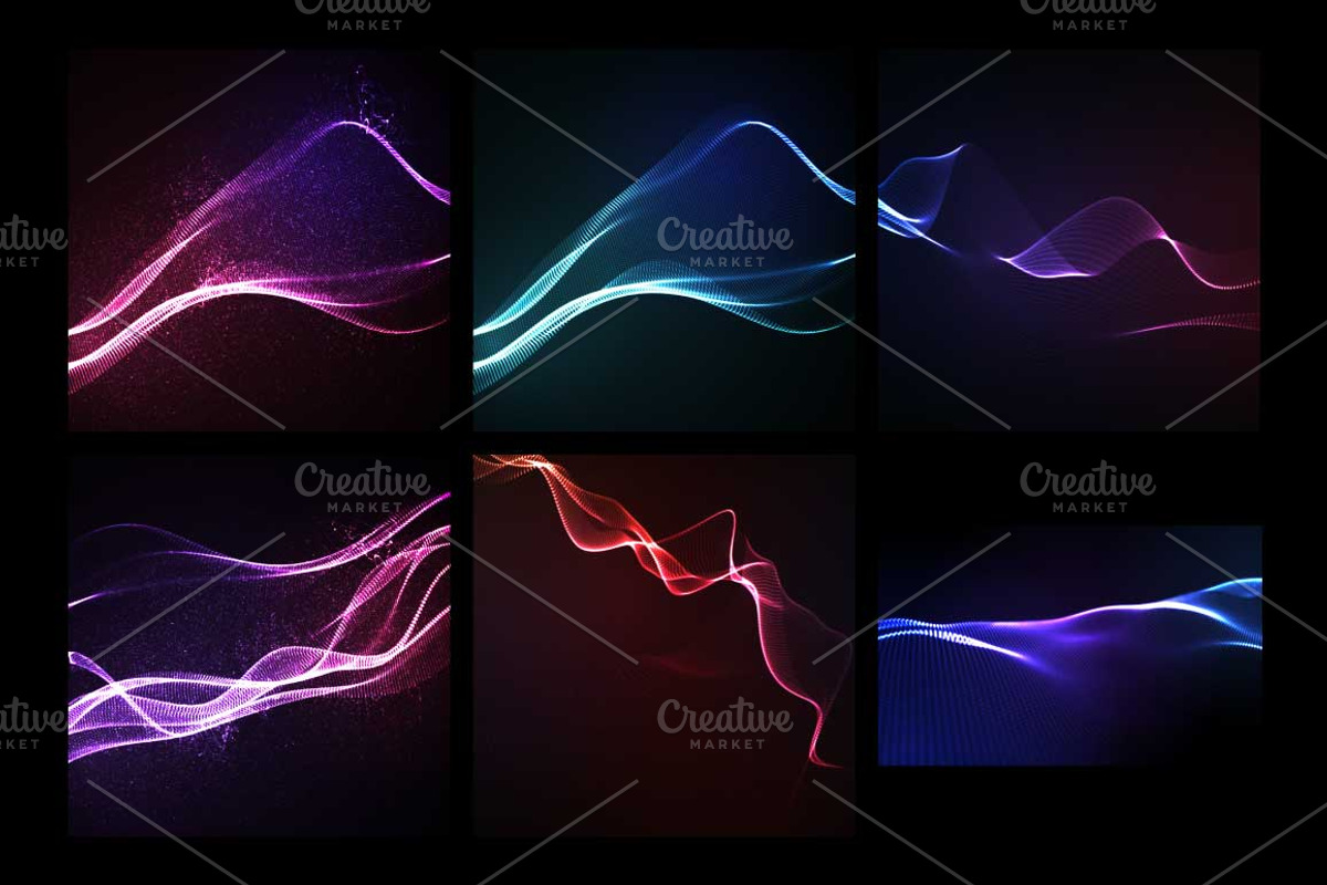 Abstract neon wave backgrounds set, a Technology Illustration by maximmmmum (Photo 5 of 5)