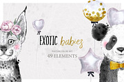 EXOTIC BABIES watercolor set, an Animal Illustration by Natali Smolova (Thumbnail 1 of 8)