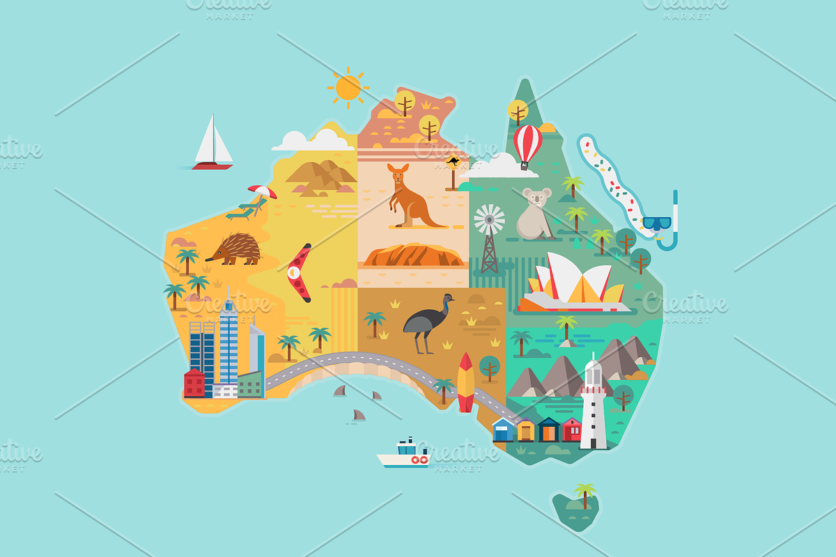 Map of Australia, a Work Illustration by GlebTagirov