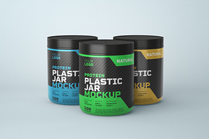 Food Supplement Plastic Jar Mockup