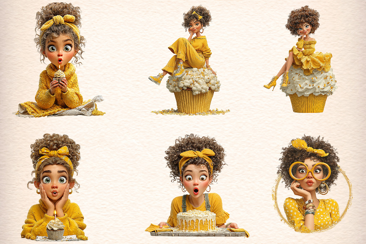 Watercolor Funny Birthday Girls Clip, an Illustration by Digital Artistic99 (Photo 2 of 11)