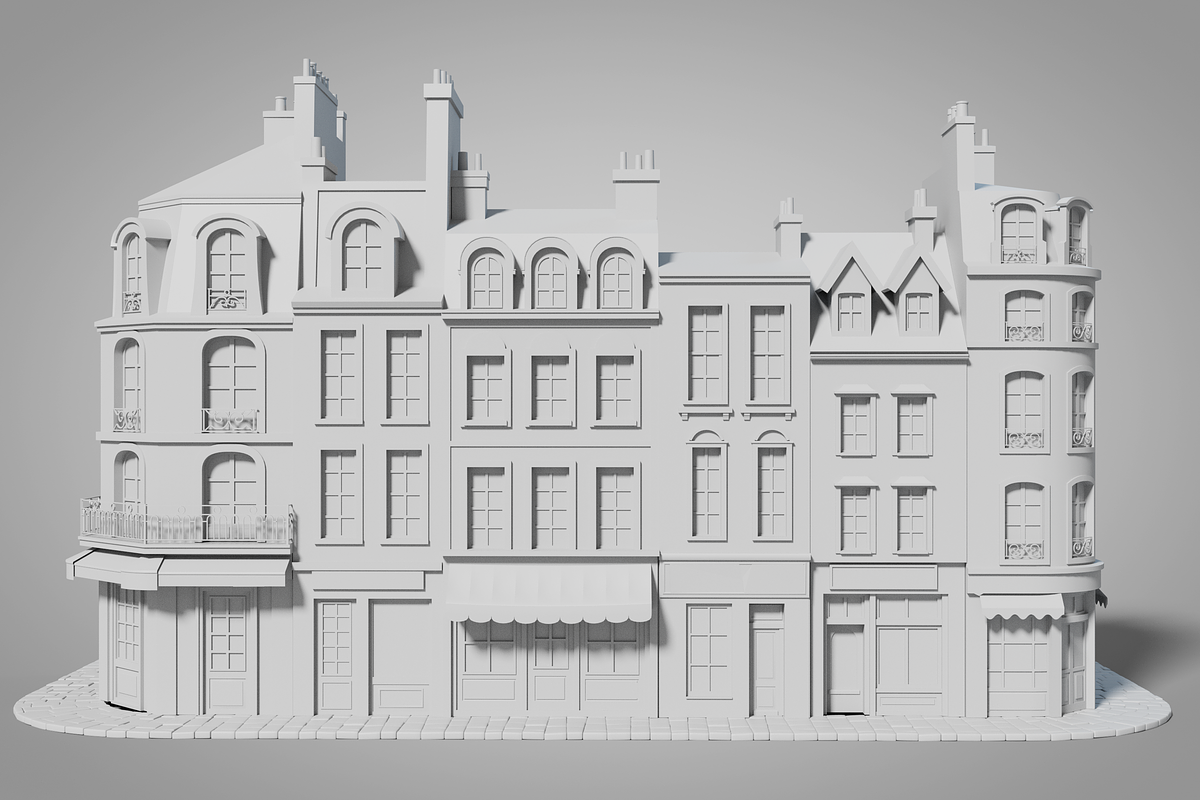 Cartoon city facades, an Architecture 3D Model by happy brush (Photo 9 of 11)