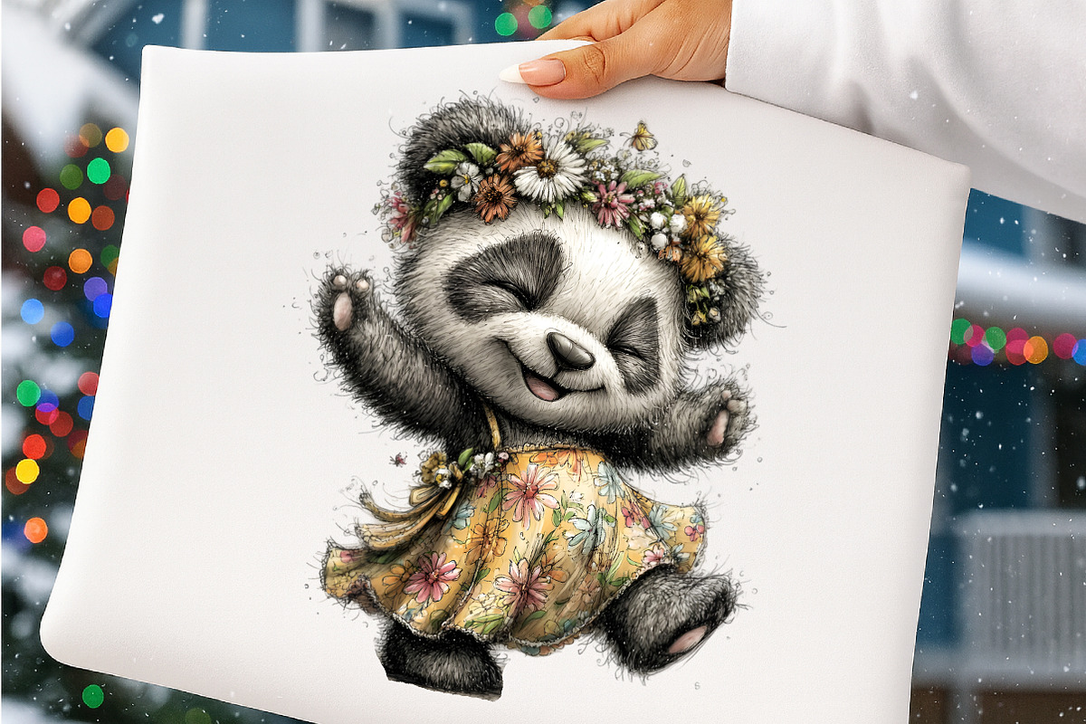 Whimsical summer panda clipart, an Illustration by SinaCreation (Photo 6 of 7)